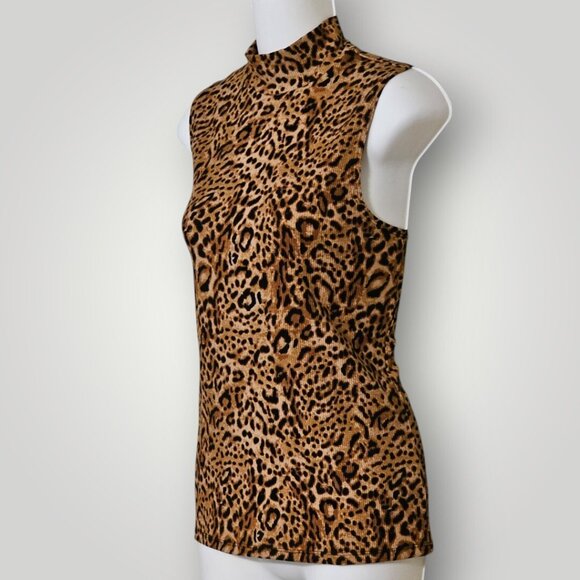 NWOT No Boundaries Juniors L Leopard Print Sleeveless Mock Neck Top Women's S/M - Picture 5 of 9